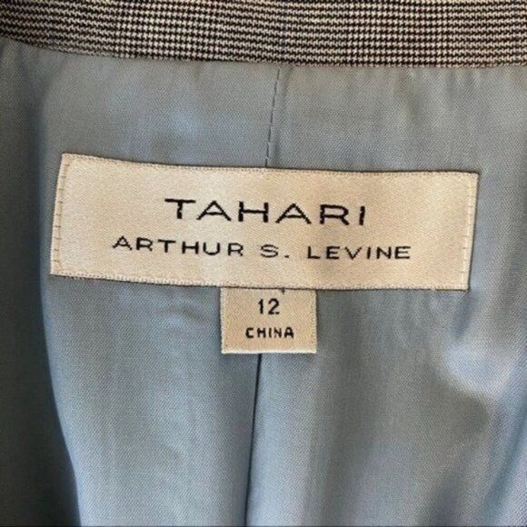 Tahari Blazer Gray With Black Lace Trim Size 12 - Picture 4 of 5